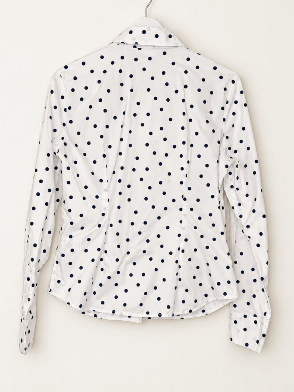 Boden Saskia Stretch Cotton Shirt 6R Ivory Black Polka Dot Button Down - Picture 5 of 5